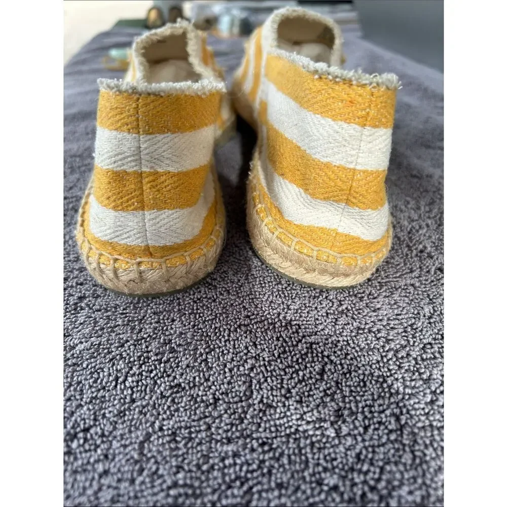 TORY BURCH Fray Stripe Espadrille Flat In Citrus, Size 11, NWOT